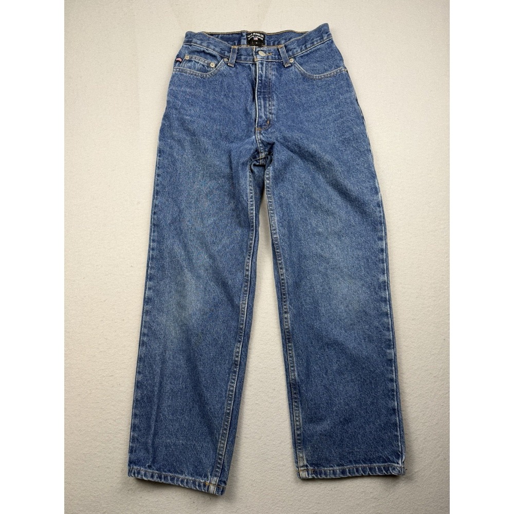 Vintage Polo Ralph Lauren Jeans Womens 12 Blue Denim High Rise Y2K USA Flag 90s